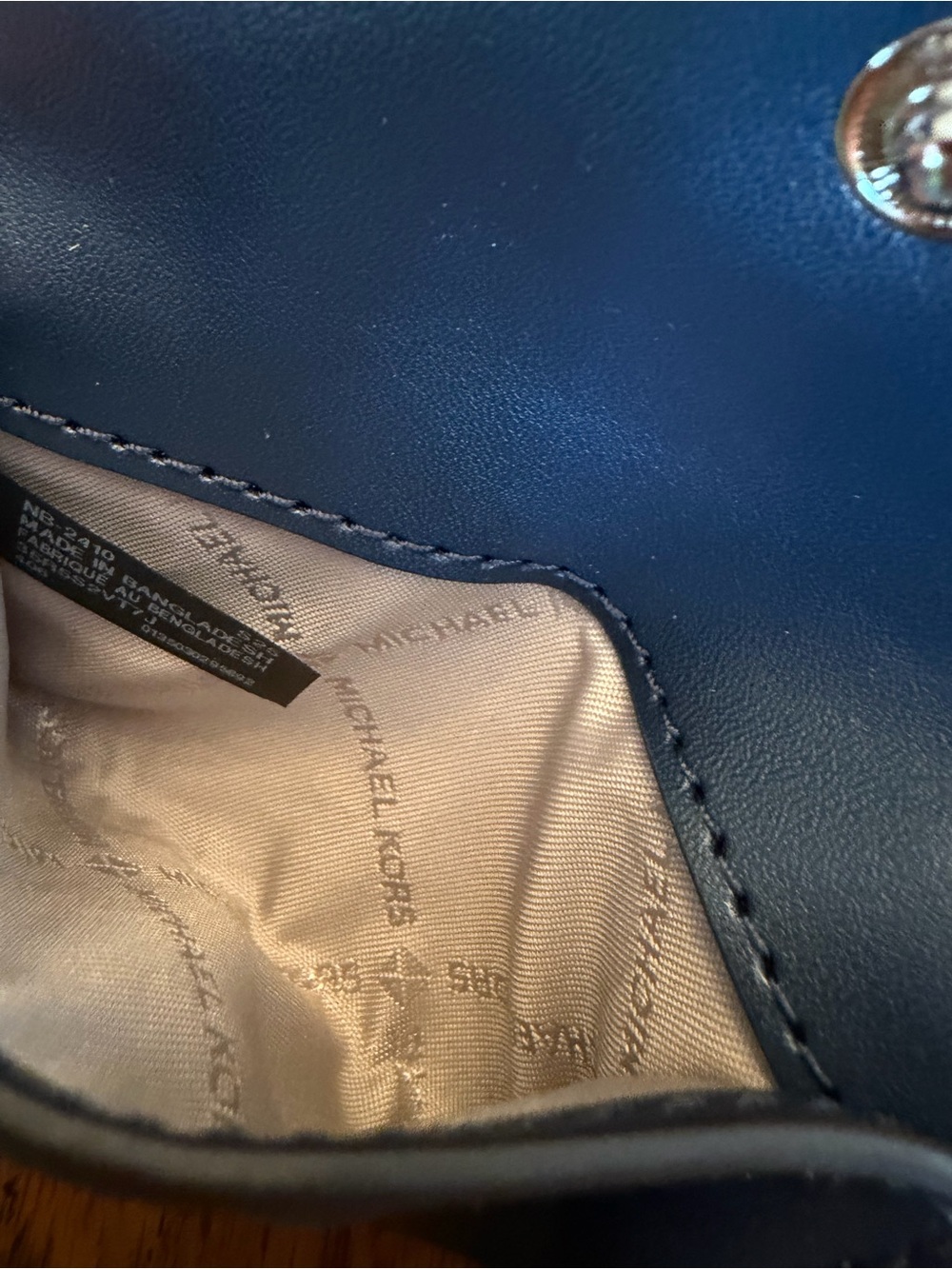 Michael Kors MK Envelope Card Wallet Key Chain Blue With Silver - Picture 5 of 5